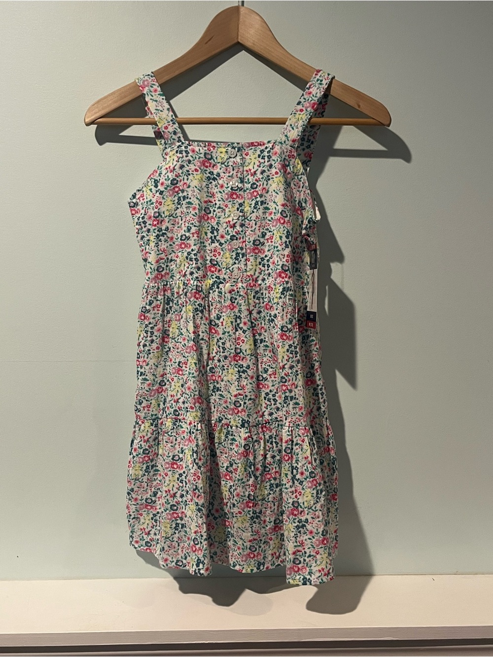 Gap Kids Girls' Floral Tiered Pink & Green Sundress, Size M (7/8)
